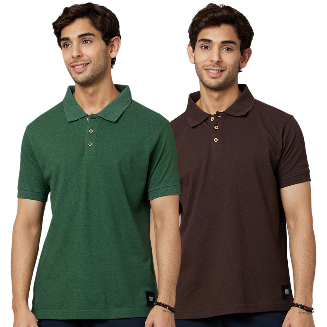 Men's ARMOR Polo 2 PC Pack Green-Brown