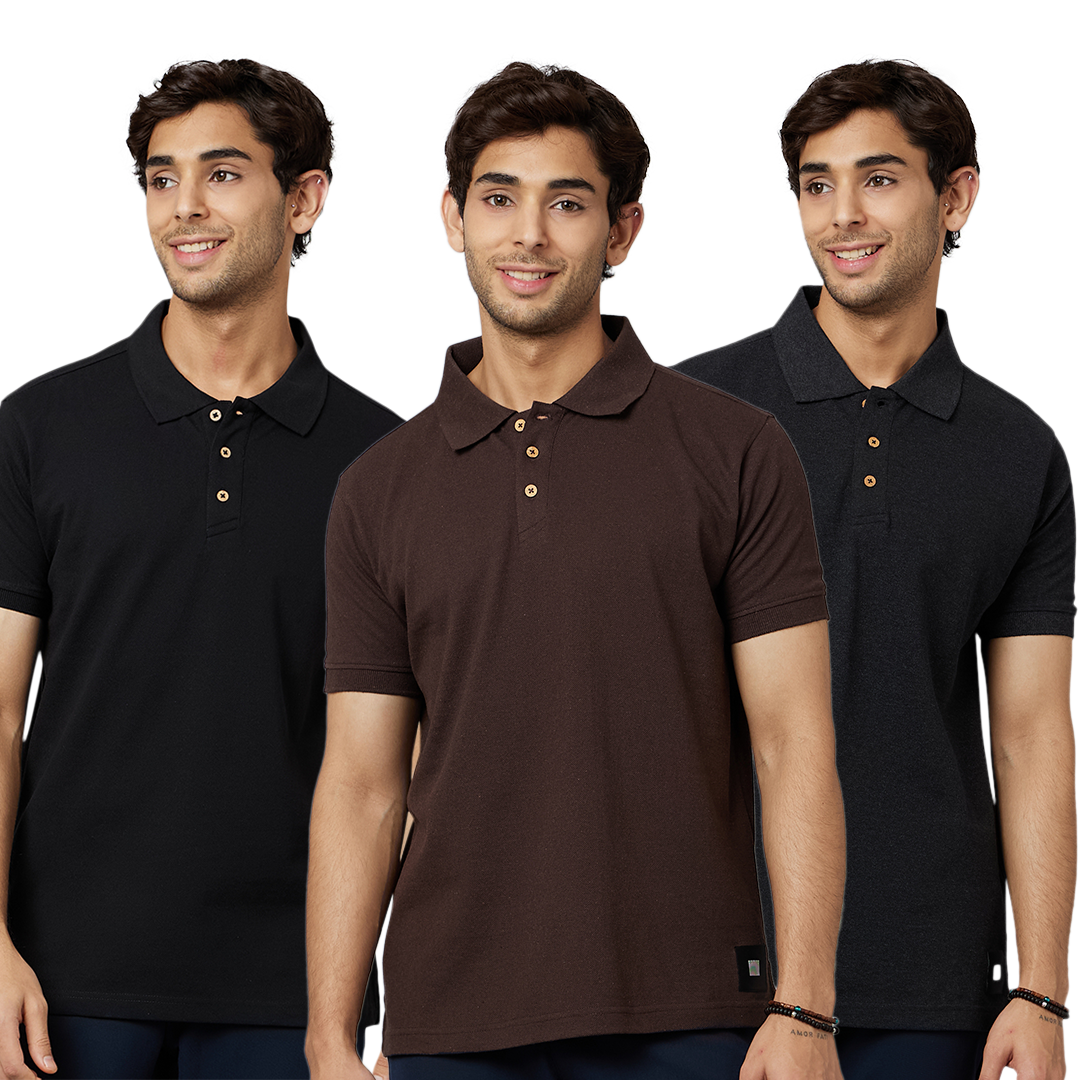 Men's ARMOR Polo 3 PC Pack Charcoal-Brown-Black