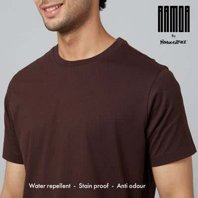 Men's-ARMOR-Crew Neck T-shirt-Coffee Brown