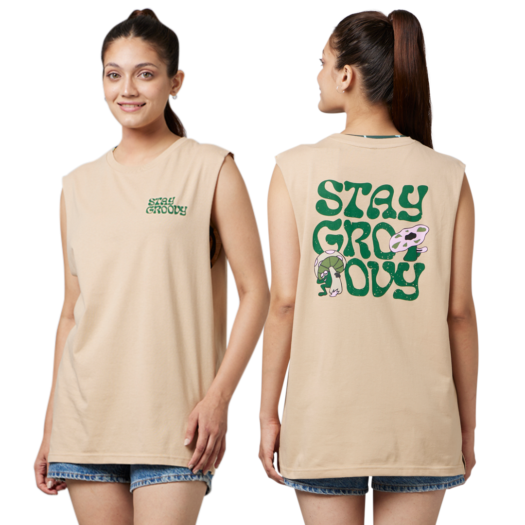 Stay Groovy Women Sleeveless T-Shirt