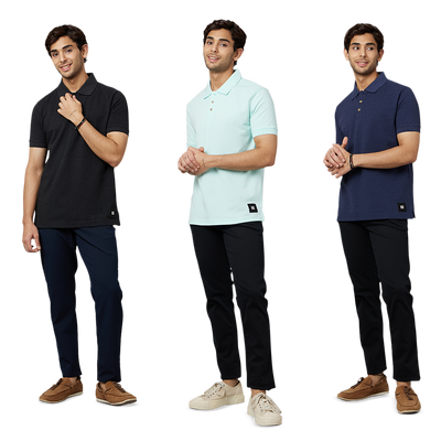 Men's ARMOR Polo 3 PC Pack Lt.Blue-Navy-Charcoal