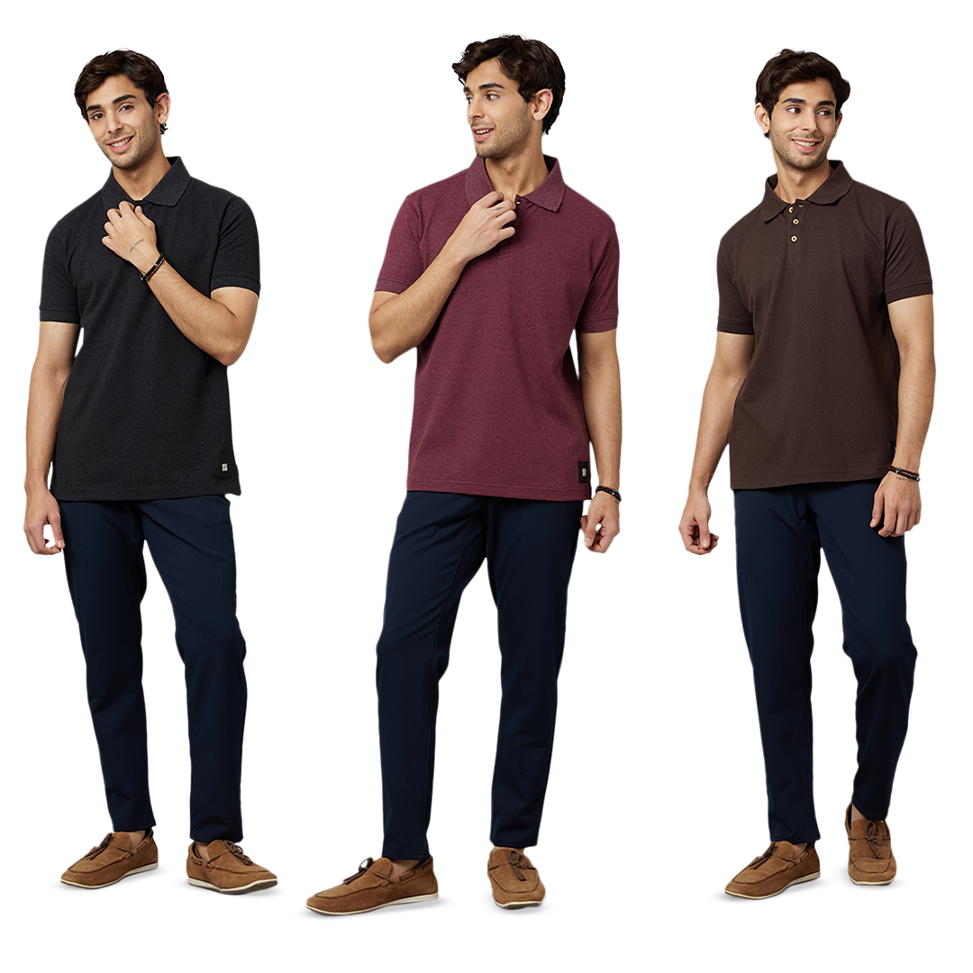 Men's ARMOR Polo 3 PC Pack Red-Brown-Charcoal
