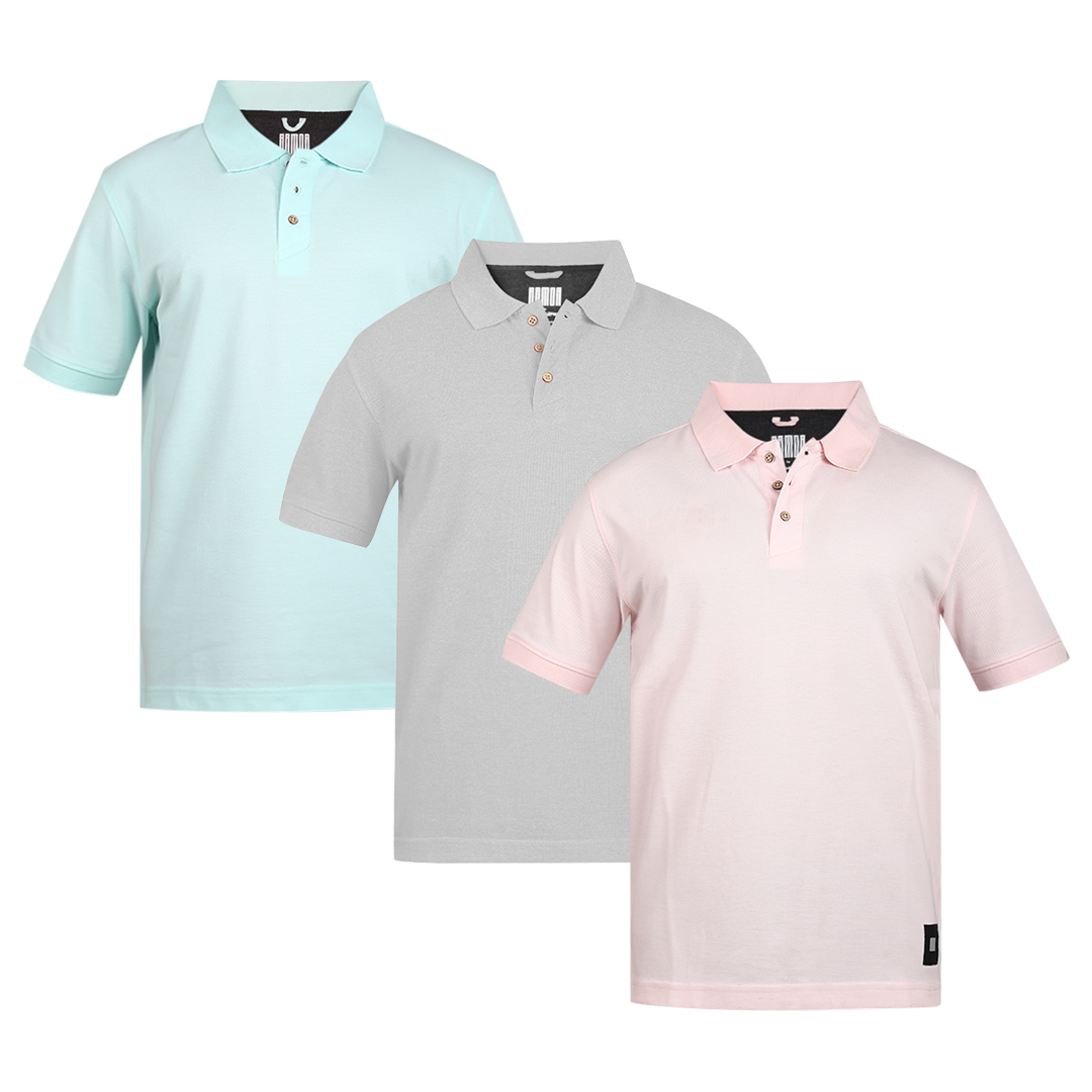 Men's ARMOR Polo 3 PC Pack Lt.Blue-Pink-Grey