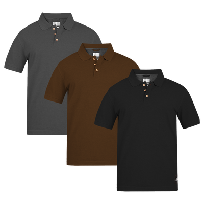 Men's ARMOR Polo 3 PC Pack Charcoal-Brown-Black