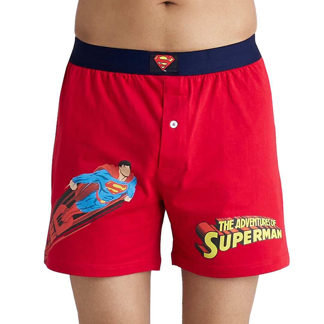 Superman Men's Knit Boxer Red