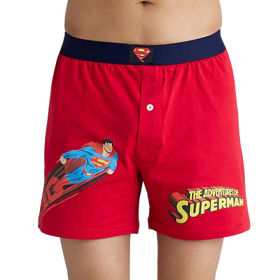 Superman Men's Knit Boxer Red