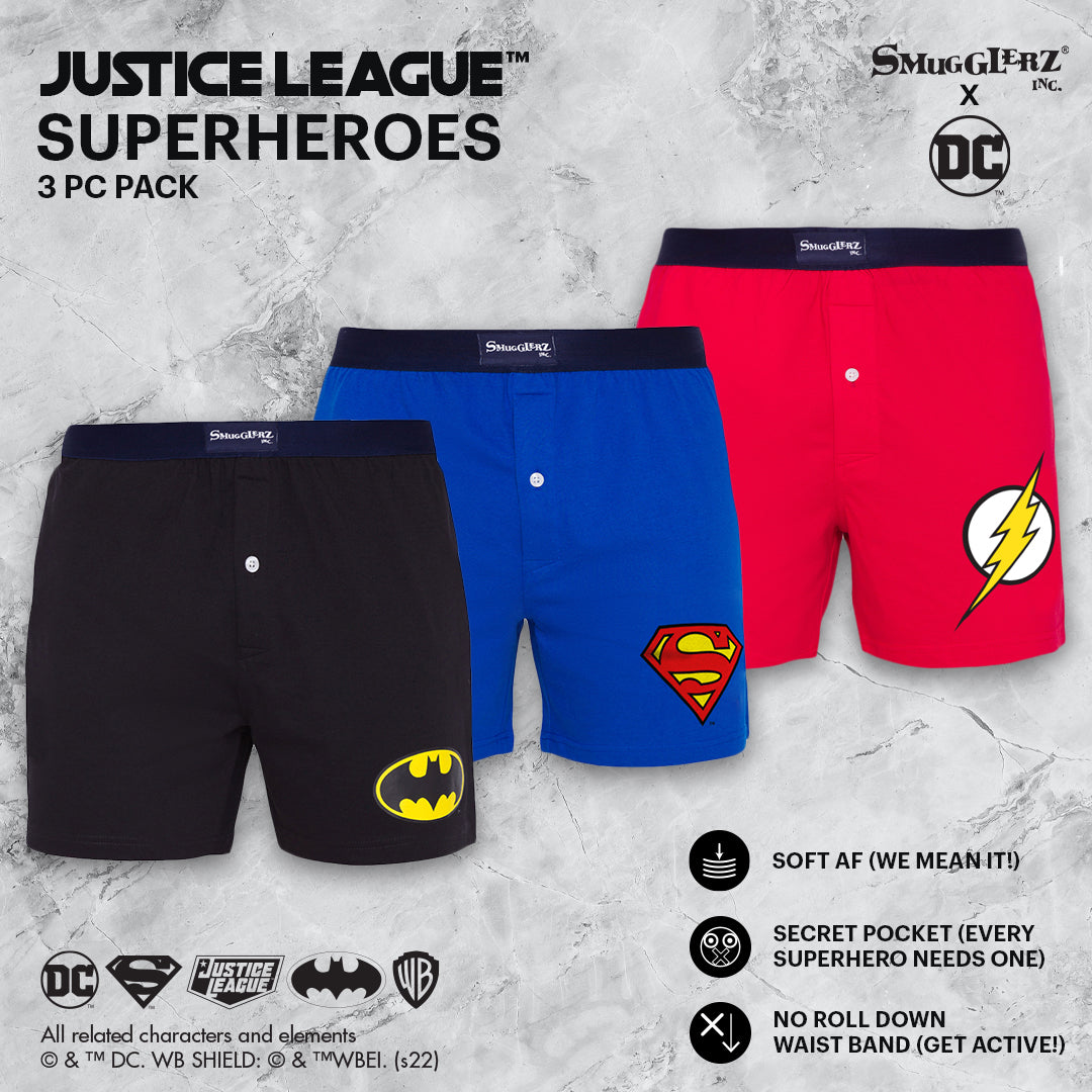Justice League™️ Superhero-3 Pc Pack-Knit-Men-Boxer